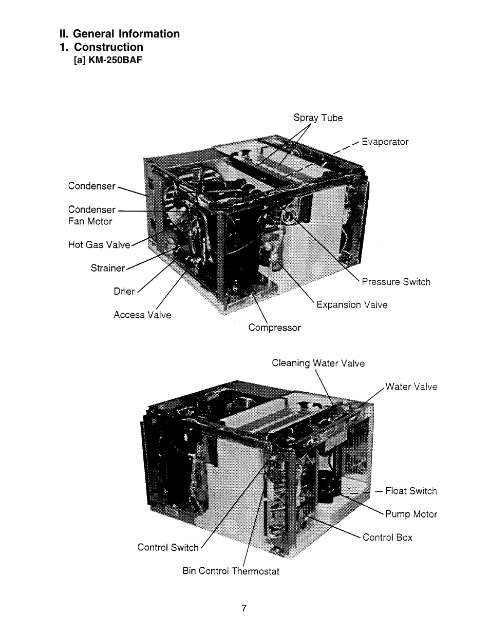 Ii. general information, Construction, A] km-250baf | Hoshizaki KM-250BWF User Manual | Page 7 / 51