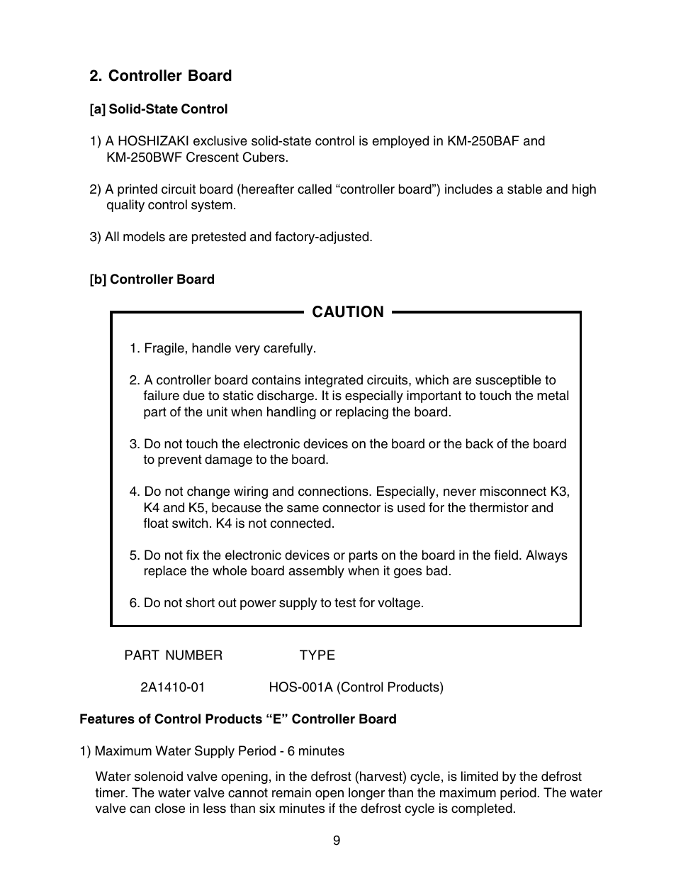 Controller board, A] solid-state control, B] controller board | A] solid-state control [b] controller board | Hoshizaki KM-250BWF User Manual | Page 9 / 51