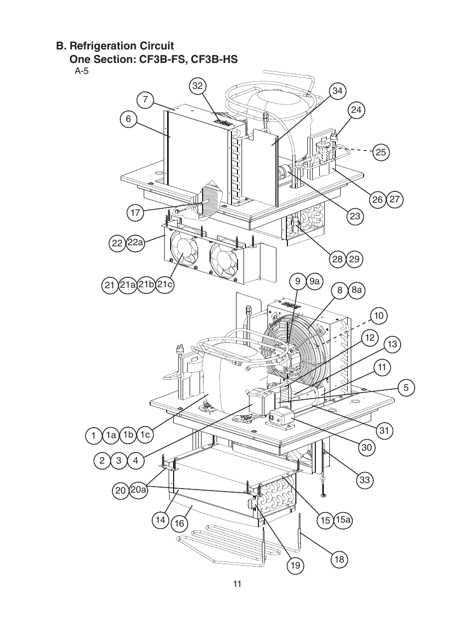 One section: cf3b-fs, cf3b-hs | Hoshizaki CR3B-HS User Manual | Page 11 / 23