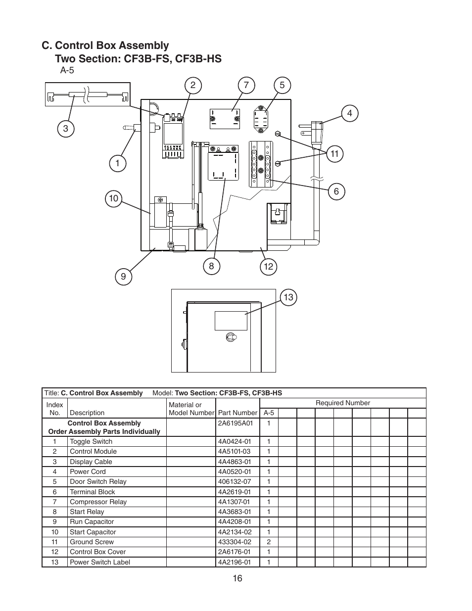 Two section: cf3b-fs, cf3b-hs | Hoshizaki CR3B-HS User Manual | Page 16 / 23