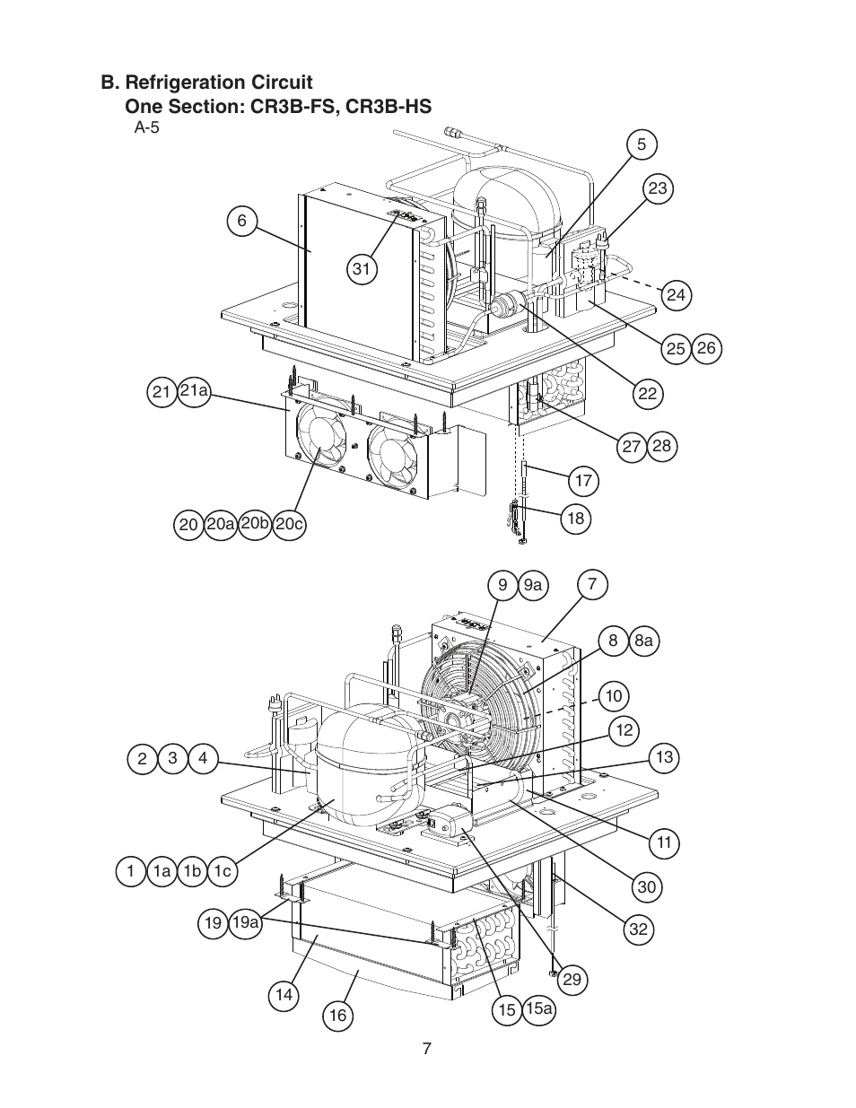 B. refrigeration circuit, One section: cr3b-fs, cr3b-hs | Hoshizaki CR3B-HS User Manual | Page 7 / 23