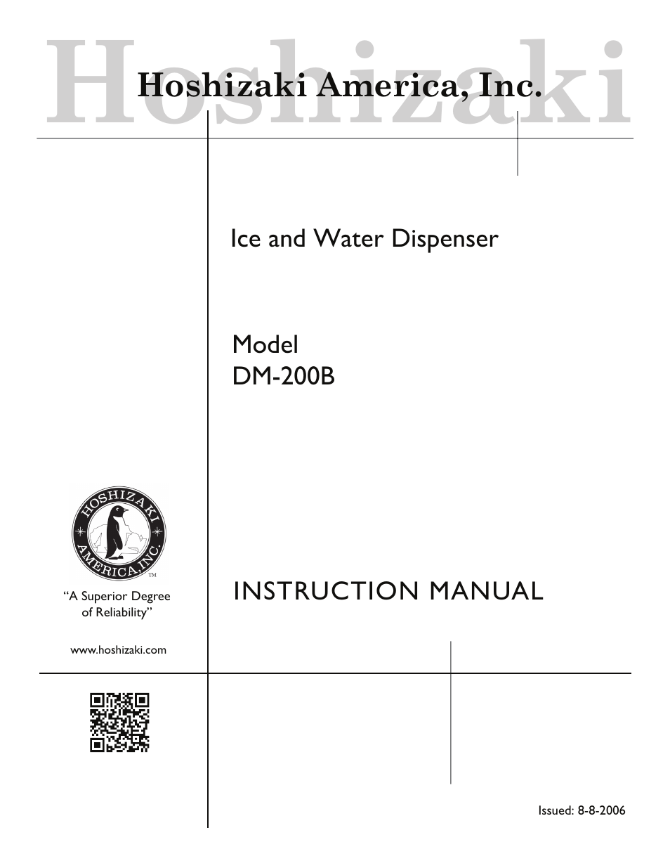 Hoshizaki DM-200B User Manual | 13 pages