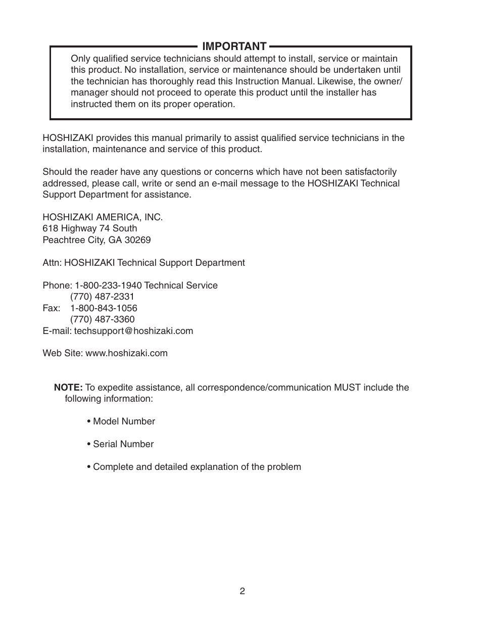 Hoshizaki DM-200B User Manual | Page 2 / 13