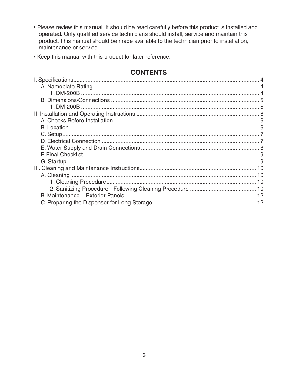 Hoshizaki DM-200B User Manual | Page 3 / 13