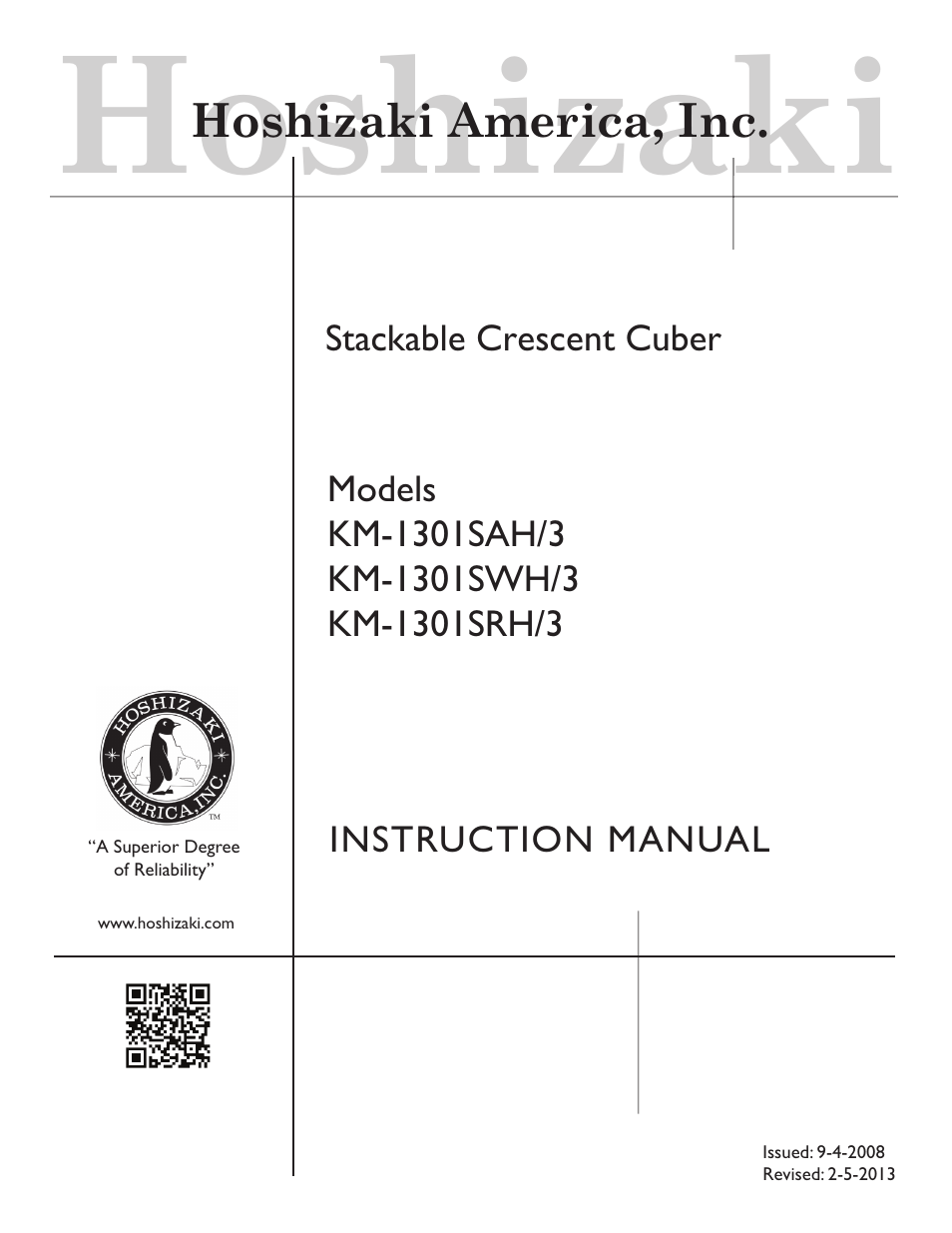 Hoshizaki KM-1301SWH/3 User Manual | 34 pages