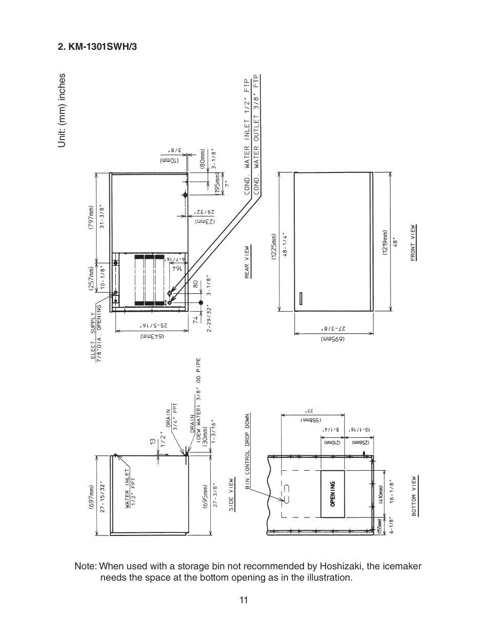 Km-1301swh/3 | Hoshizaki KM-1301SWH/3 User Manual | Page 11 / 34
