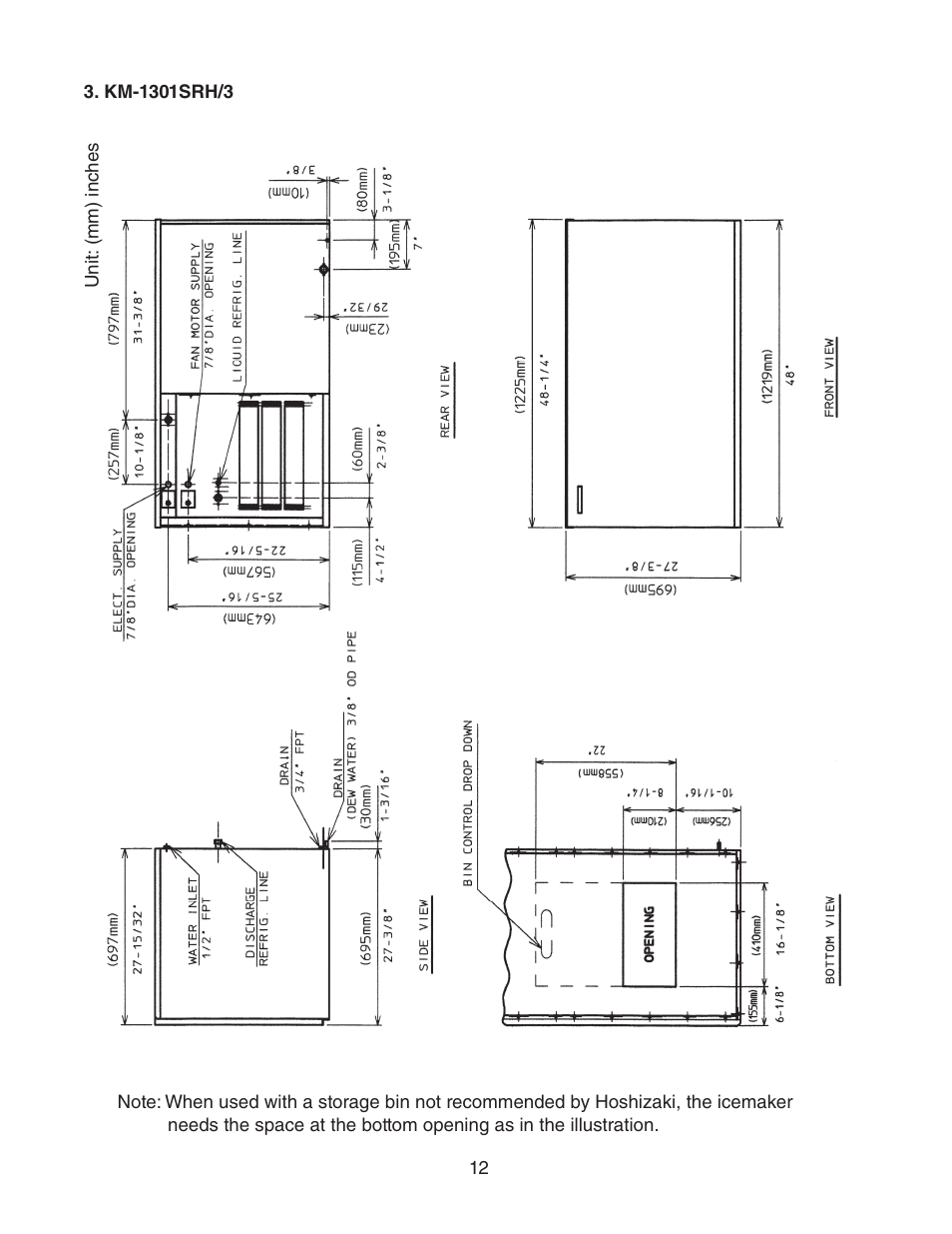 Km-1301srh/3 | Hoshizaki KM-1301SWH/3 User Manual | Page 12 / 34