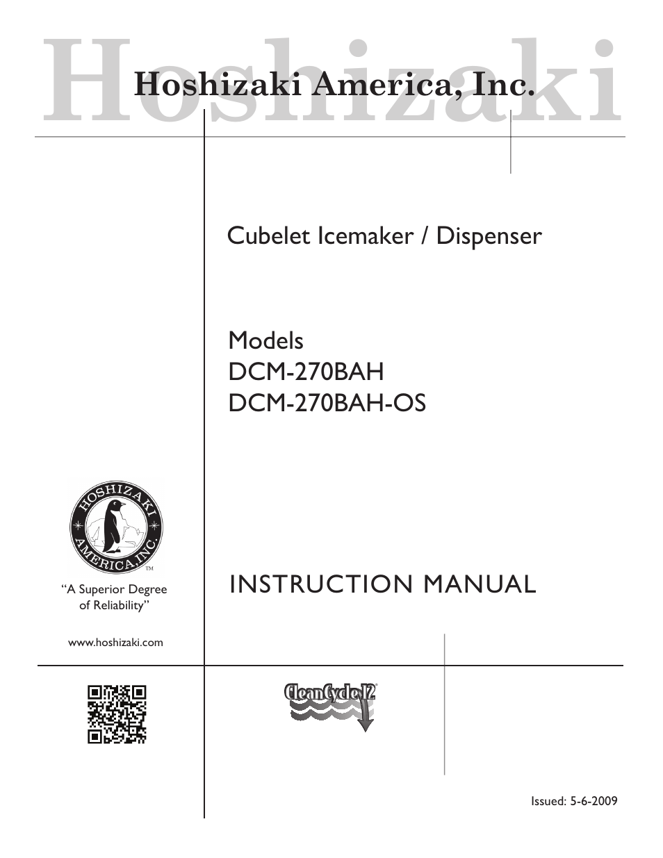 Hoshizaki DCM-270BAH-OS User Manual | 23 pages