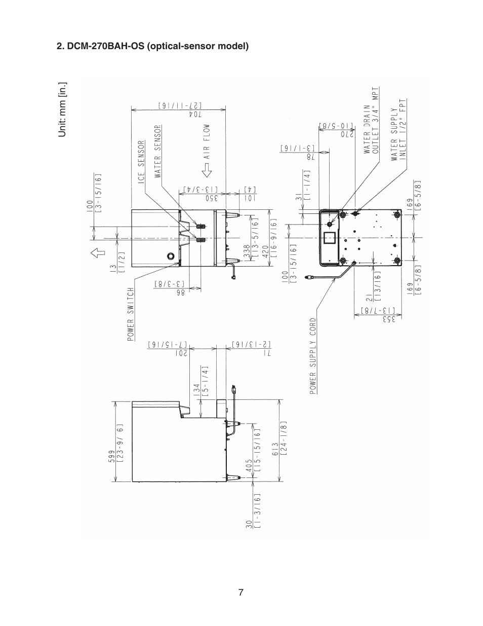 Dcm-270bah-os (optical-sensor model) | Hoshizaki DCM-270BAH-OS User Manual | Page 7 / 23