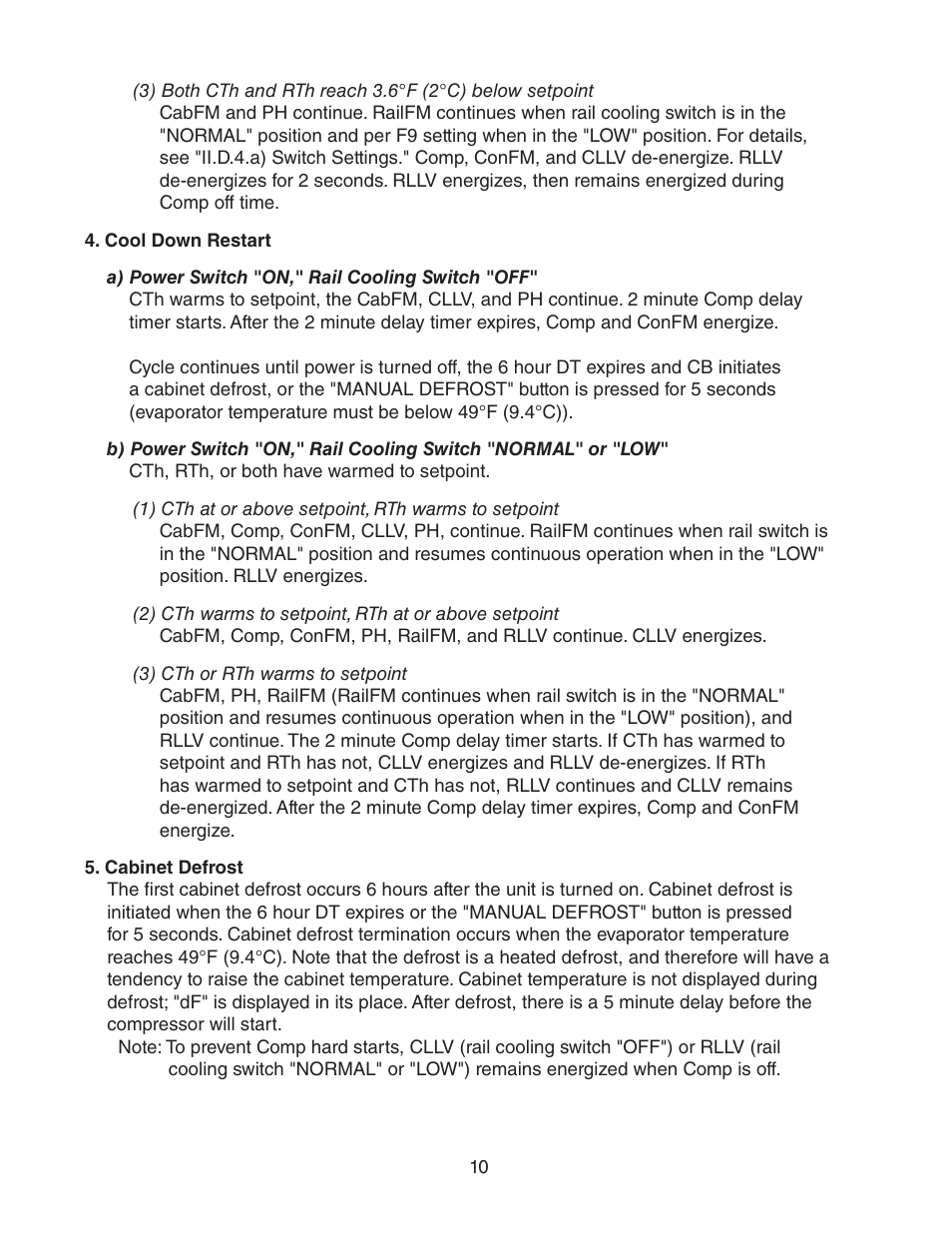 Cool down restart, Cabinet defrost, Cool down restart 5. cabinet defrost | Hoshizaki REFRIGERATED PREP TABLE WITH RAISED RAIL 73168 User Manual | Page 10 / 66