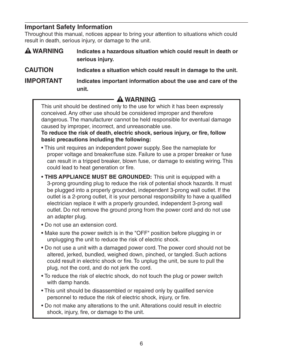 Important safety information | Hoshizaki REFRIGERATED PREP TABLE WITH RAISED RAIL 73168 User Manual | Page 6 / 66