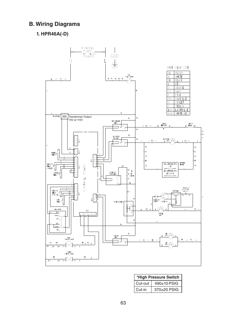B. wiring diagrams, Hpr46a(-d) | Hoshizaki REFRIGERATED PREP TABLE WITH RAISED RAIL 73168 User Manual | Page 63 / 66