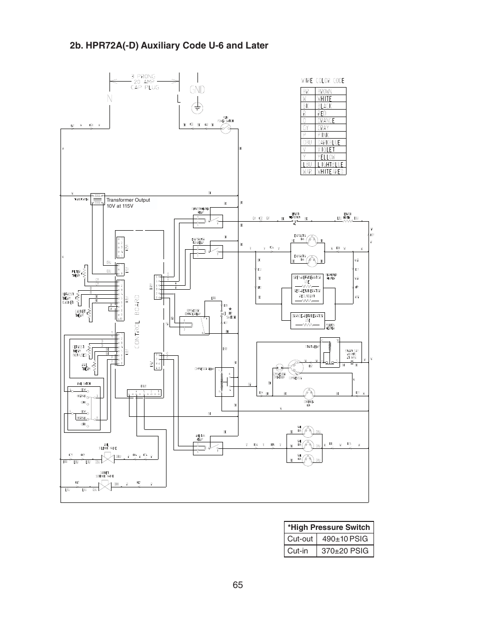 2b. hpr72a(-d) auxiliary code u-6 and later | Hoshizaki REFRIGERATED PREP TABLE WITH RAISED RAIL 73168 User Manual | Page 65 / 66