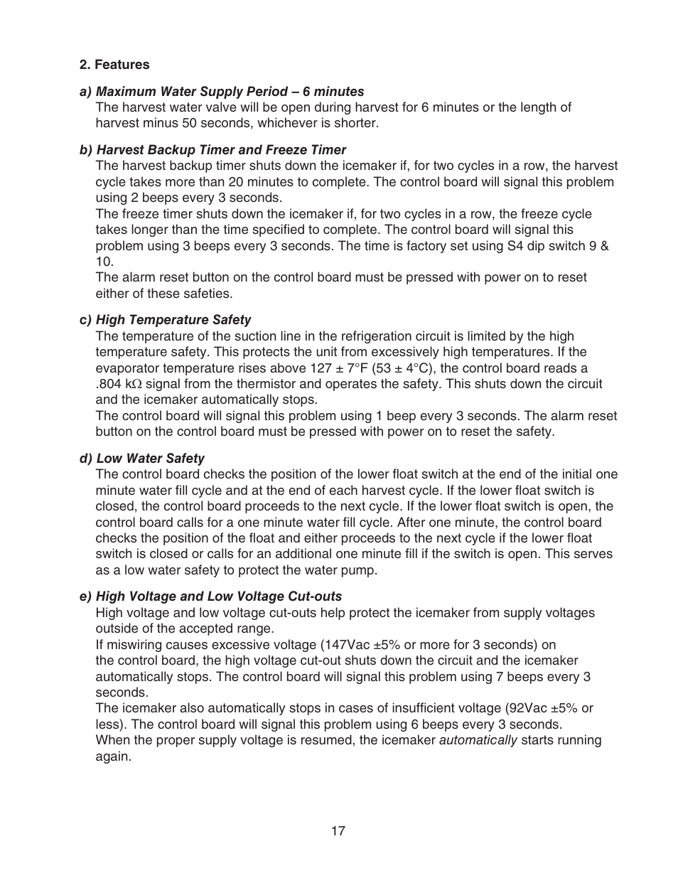 Features | Hoshizaki KMS-1400MLH User Manual | Page 17 / 56