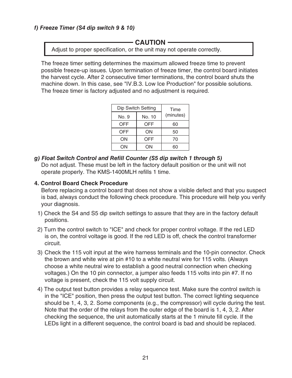 Caution | Hoshizaki KMS-1400MLH User Manual | Page 21 / 56