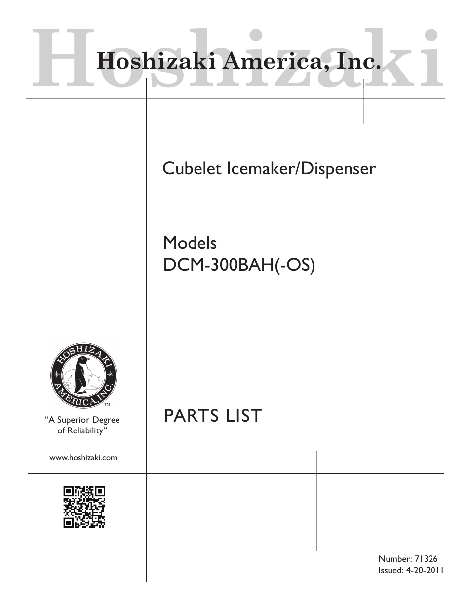 Hoshizaki DCM-300BAH User Manual | 18 pages