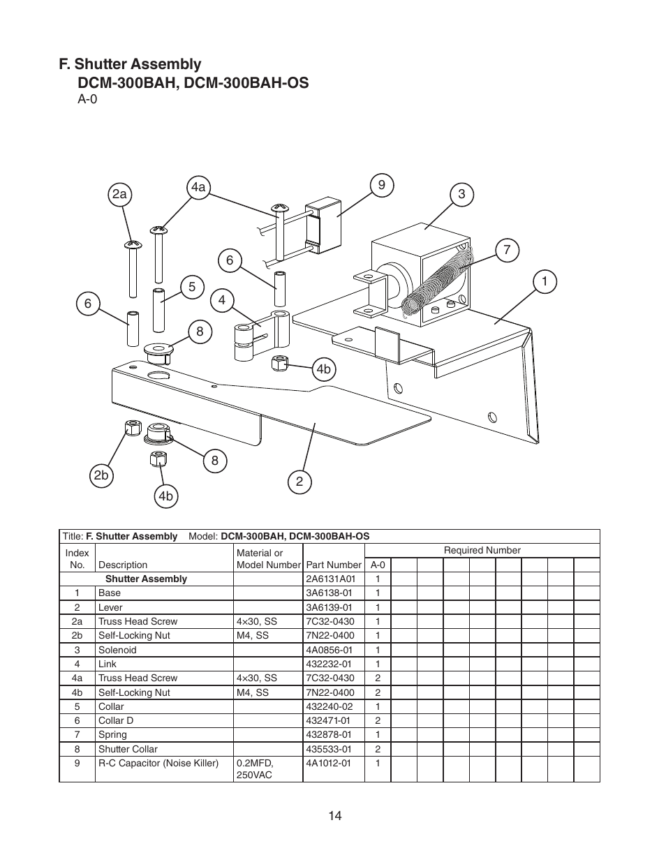 F. shutter assembly | Hoshizaki DCM-300BAH User Manual | Page 14 / 18