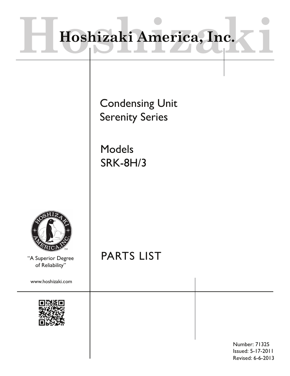 Hoshizaki SRK-8H/3 User Manual | 7 pages