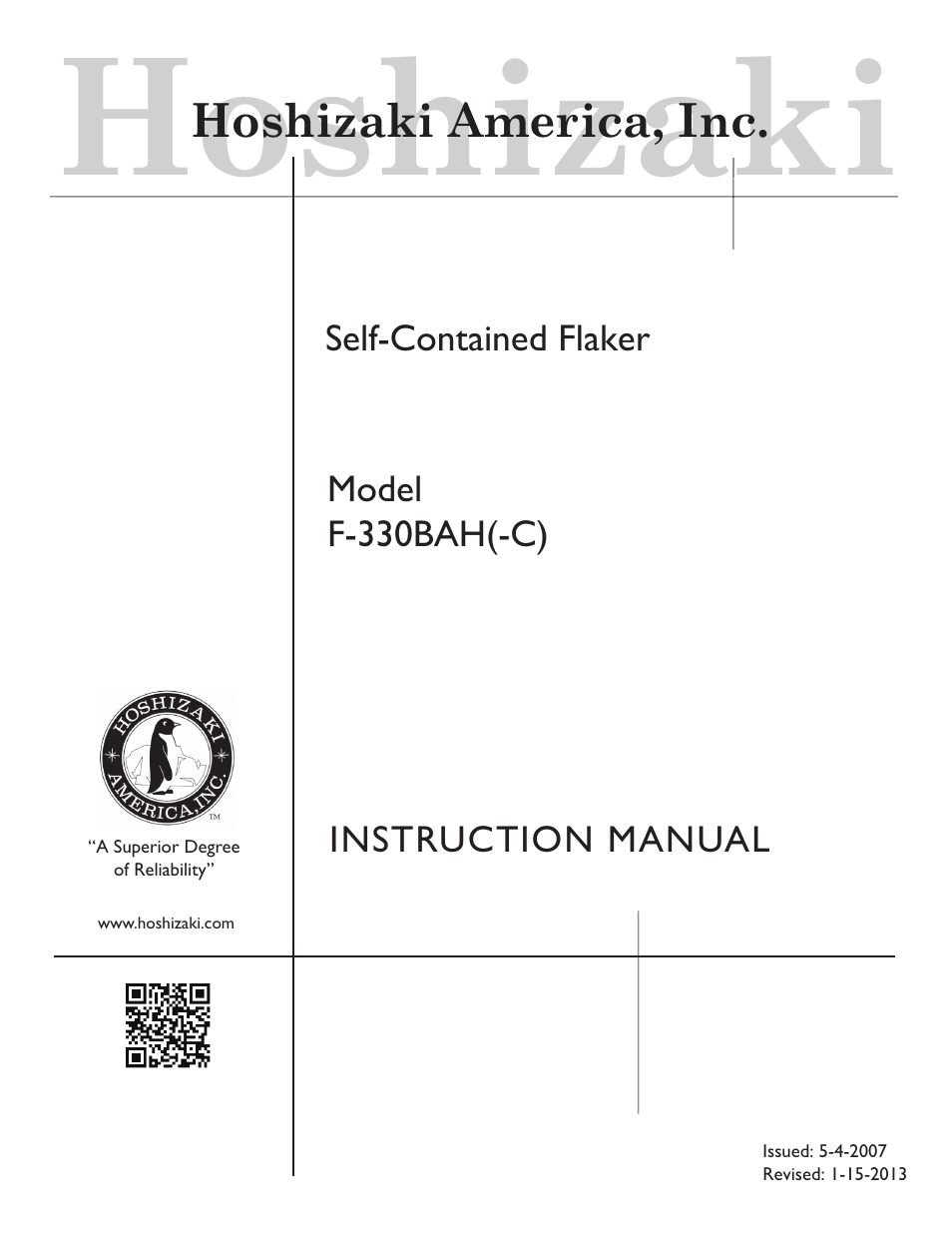 Hoshizaki F-330BAH(-C) User Manual | 18 pages