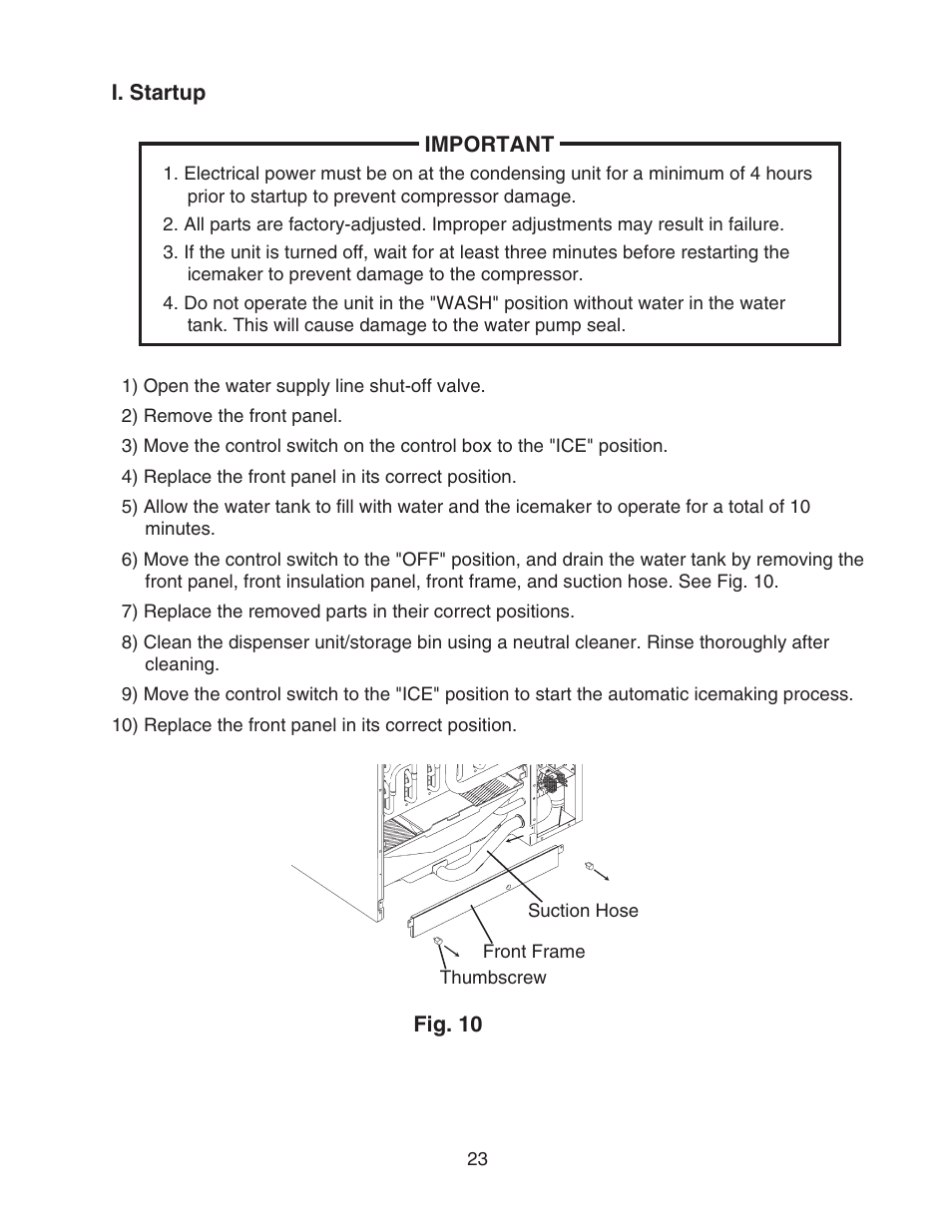 I. startup | Hoshizaki KMS-1400MLH User Manual | Page 23 / 29