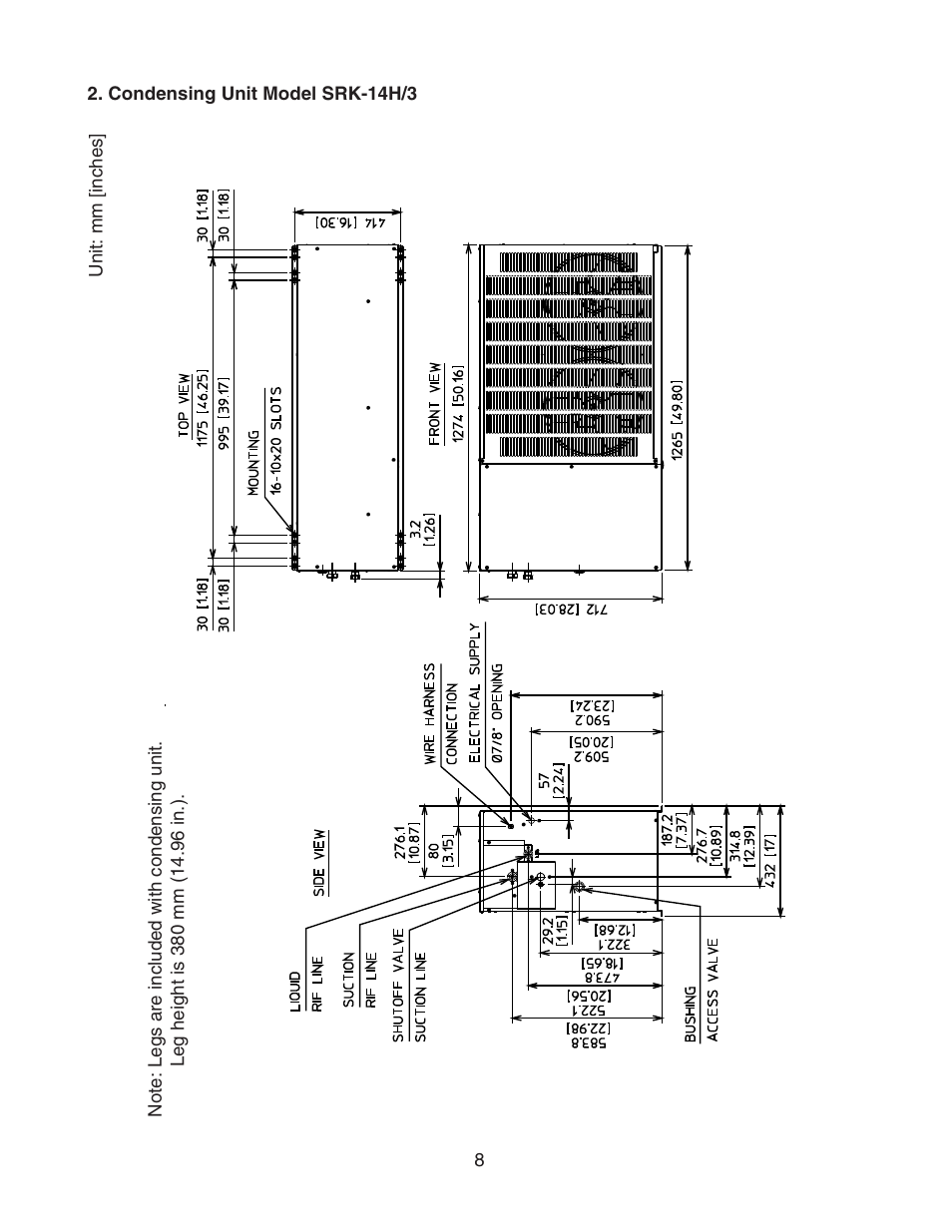 Condensing unit model srk-14h/3 | Hoshizaki KMS-1400MLH User Manual | Page 8 / 29