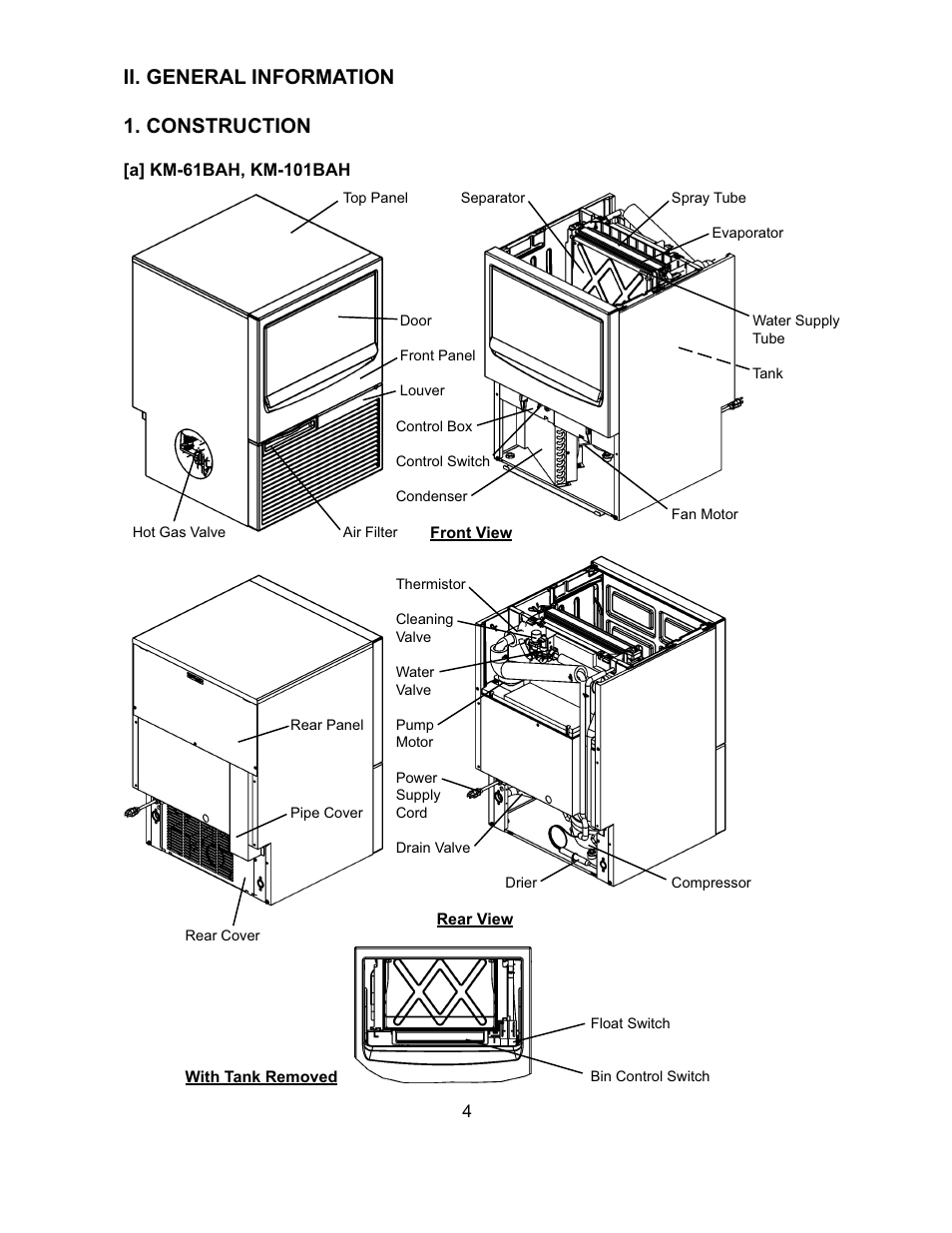 Ii. general information 1. construction | Hoshizaki KM-151BAH User Manual | Page 9 / 74