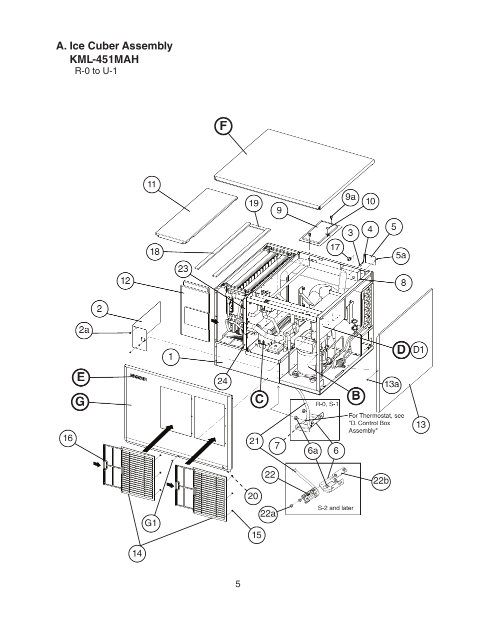 A. ice cuber assembly, Kml-451mah, Ef g | Hoshizaki KML-451MAH User Manual | Page 5 / 30