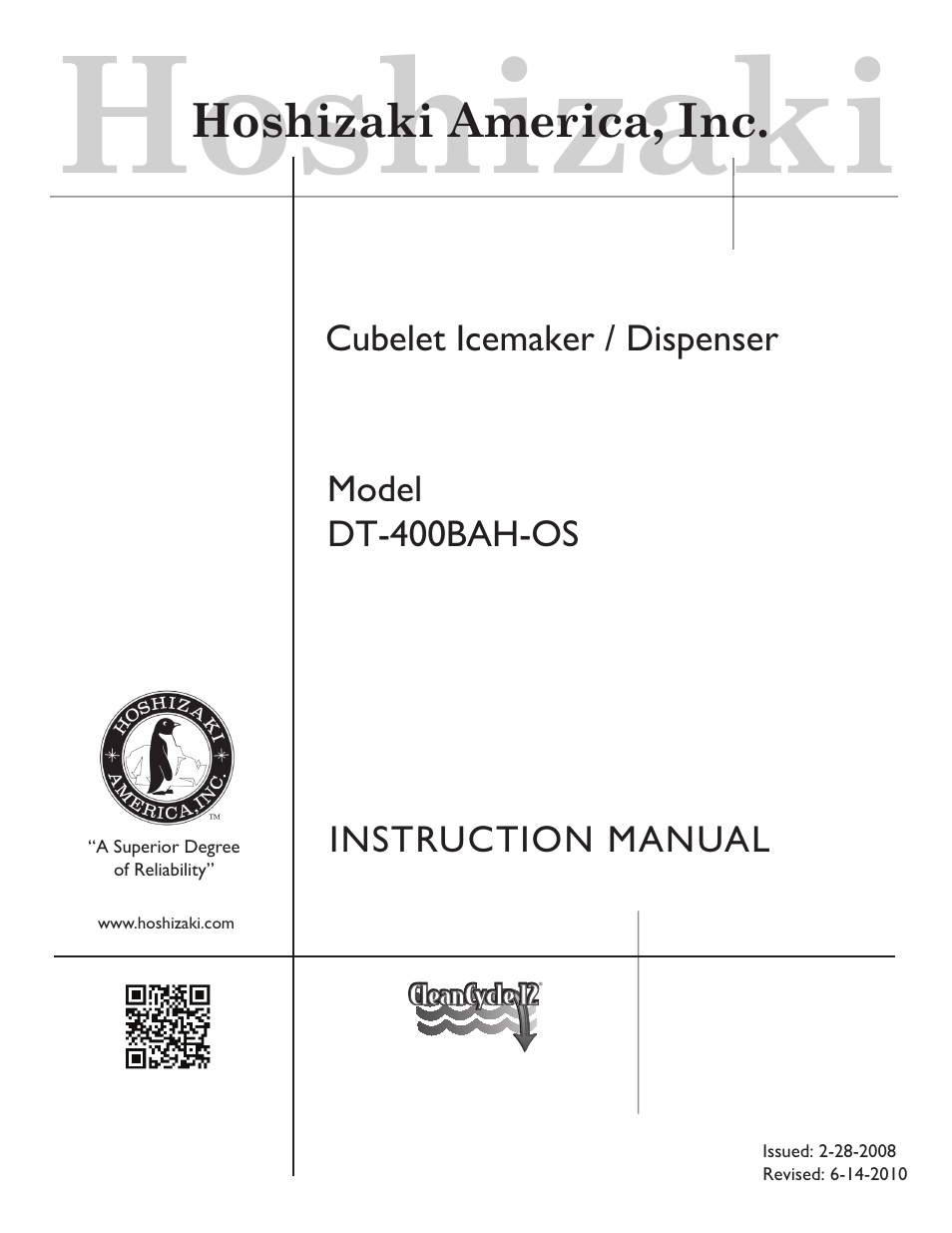 Hoshizaki DT-400BAH-OS User Manual | 21 pages