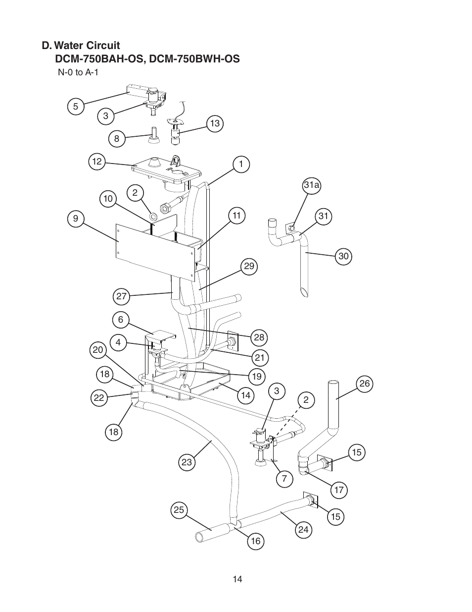 D. water circuit | Hoshizaki DCM-750BWH(-OS) User Manual | Page 14 / 26