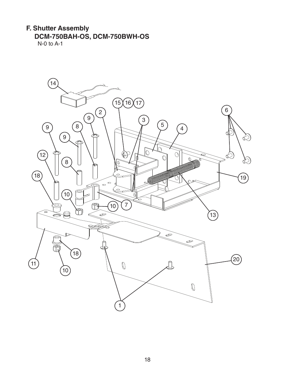 F. shutter assembly | Hoshizaki DCM-750BWH(-OS) User Manual | Page 18 / 26