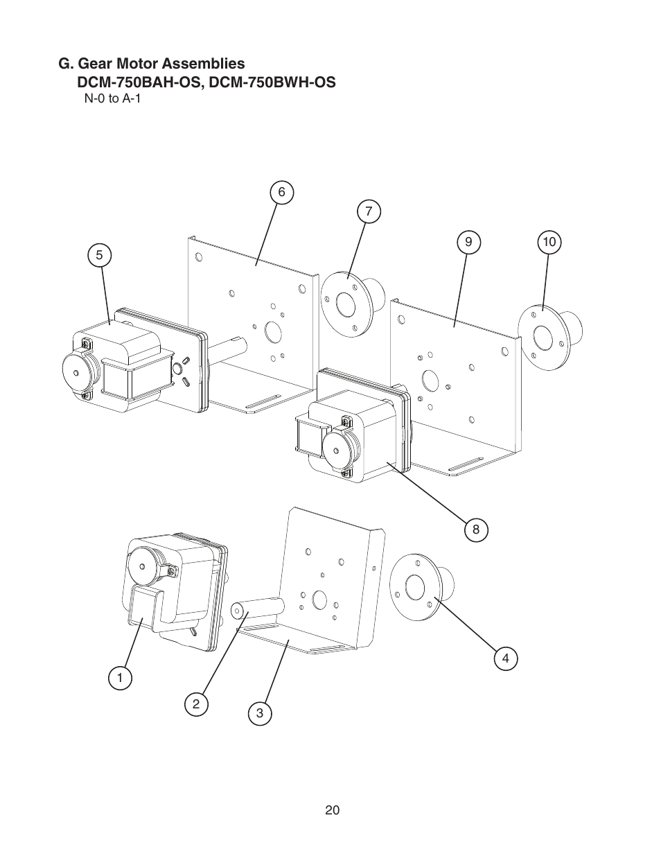 G. gear motor assemblies | Hoshizaki DCM-750BWH(-OS) User Manual | Page 20 / 26