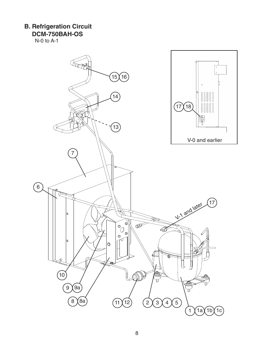 B. refrigeration circuit, Dcm-750bah-os | Hoshizaki DCM-750BWH(-OS) User Manual | Page 8 / 26