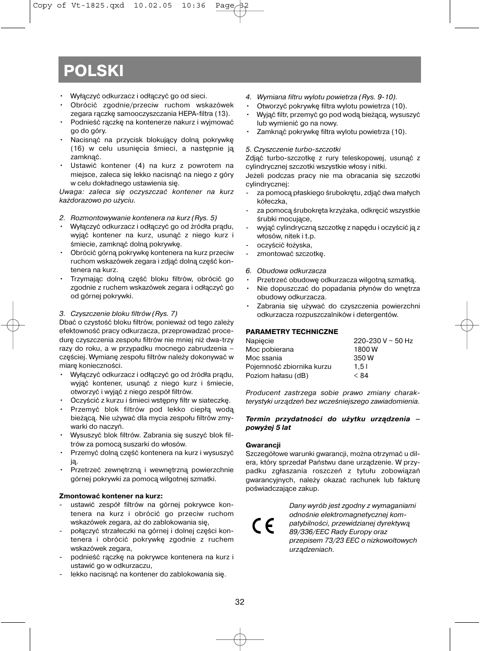 Polski | Vitek VT-1825 R User Manual | Page 32 / 44