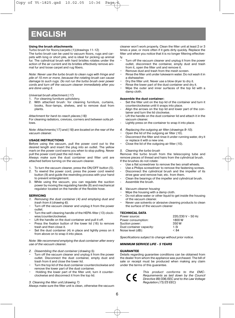 English | Vitek VT-1825 R User Manual | Page 6 / 44