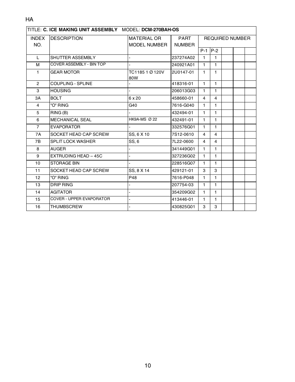 Ha 10 | Hoshizaki CUBELET DCM-270BAH-OS User Manual | Page 10 / 26