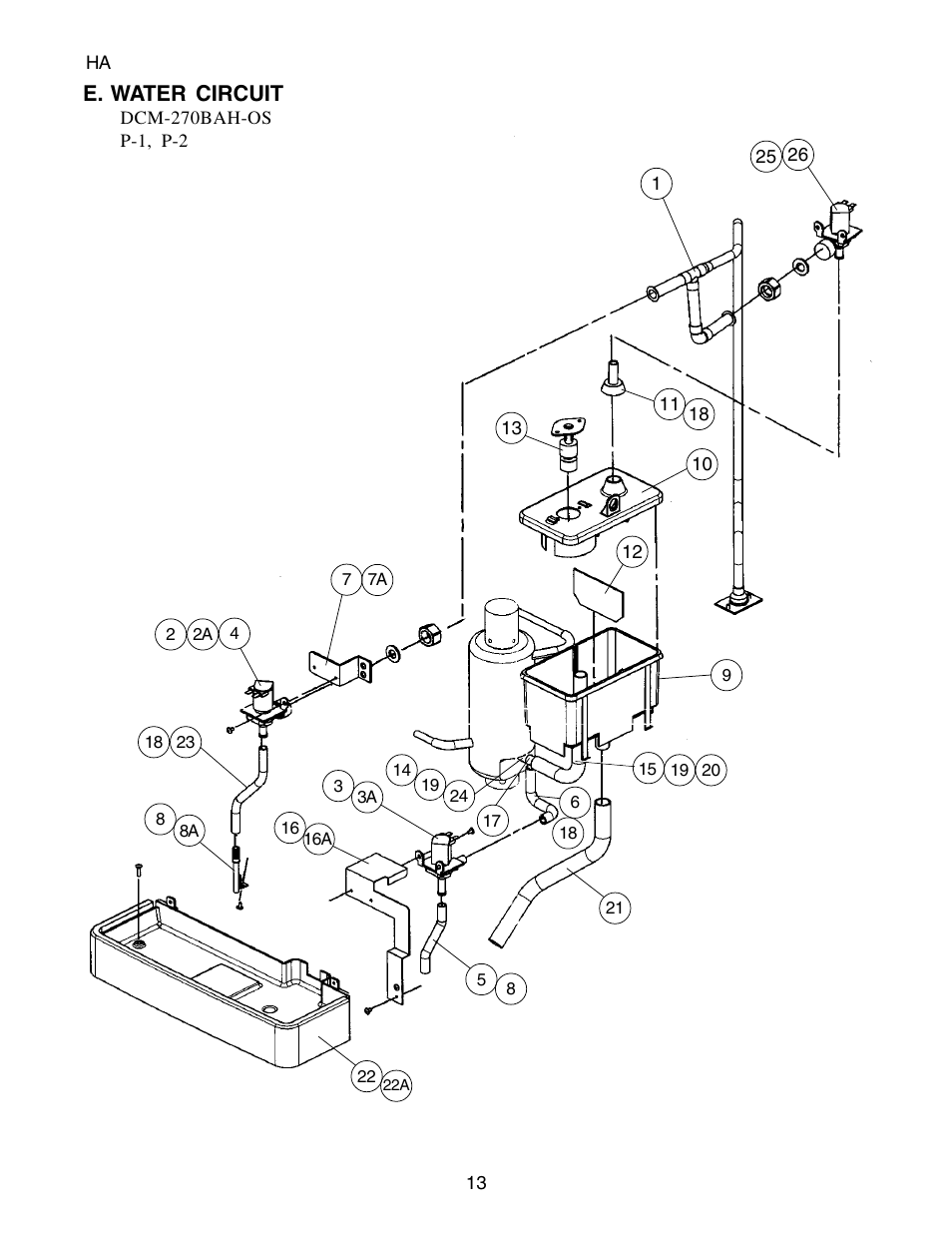 E. water circuit | Hoshizaki CUBELET DCM-270BAH-OS User Manual | Page 13 / 26