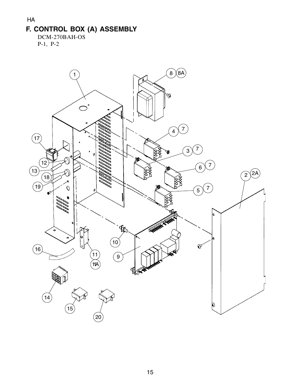 F. control box (a) assembly | Hoshizaki CUBELET DCM-270BAH-OS User Manual | Page 15 / 26