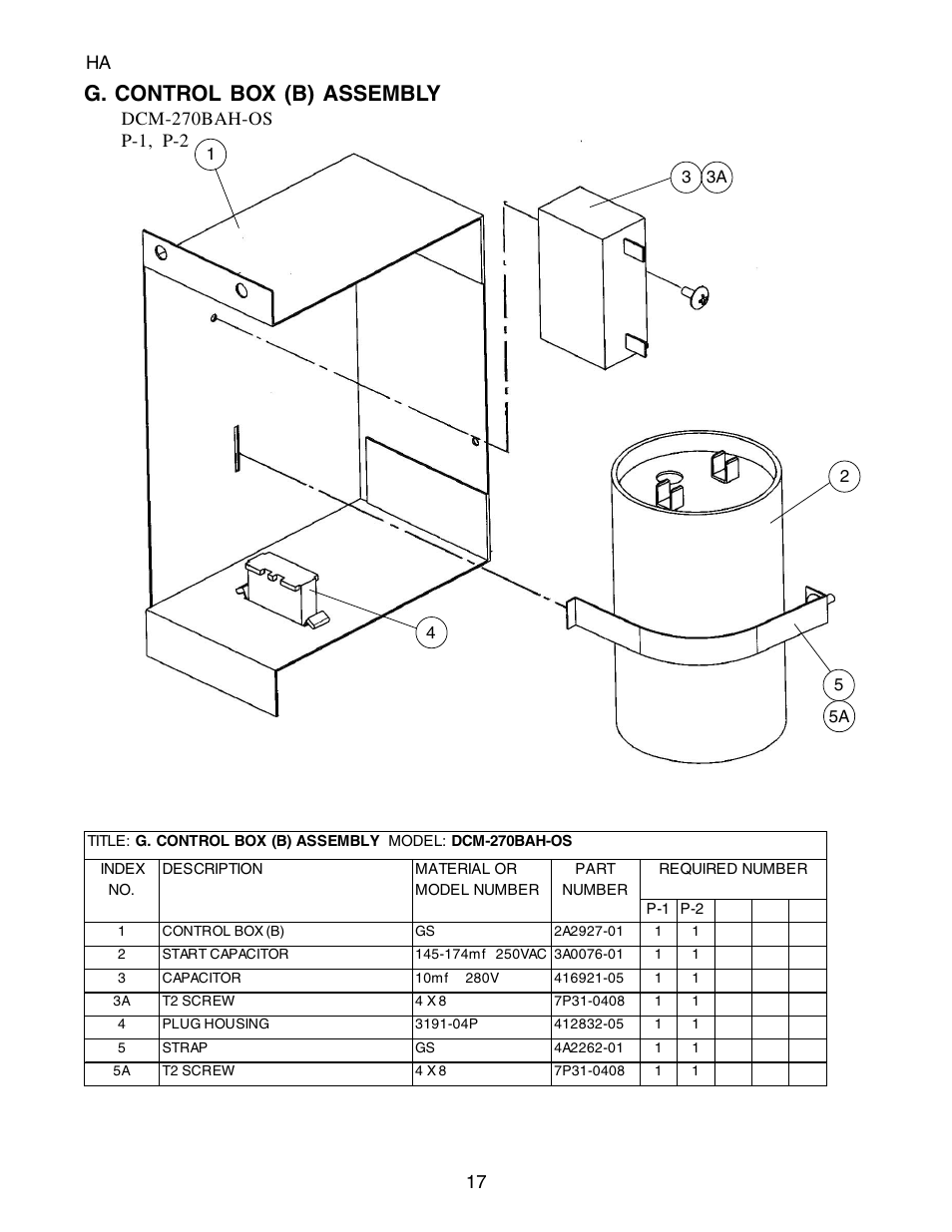 G. control box (b) assembly | Hoshizaki CUBELET DCM-270BAH-OS User Manual | Page 17 / 26