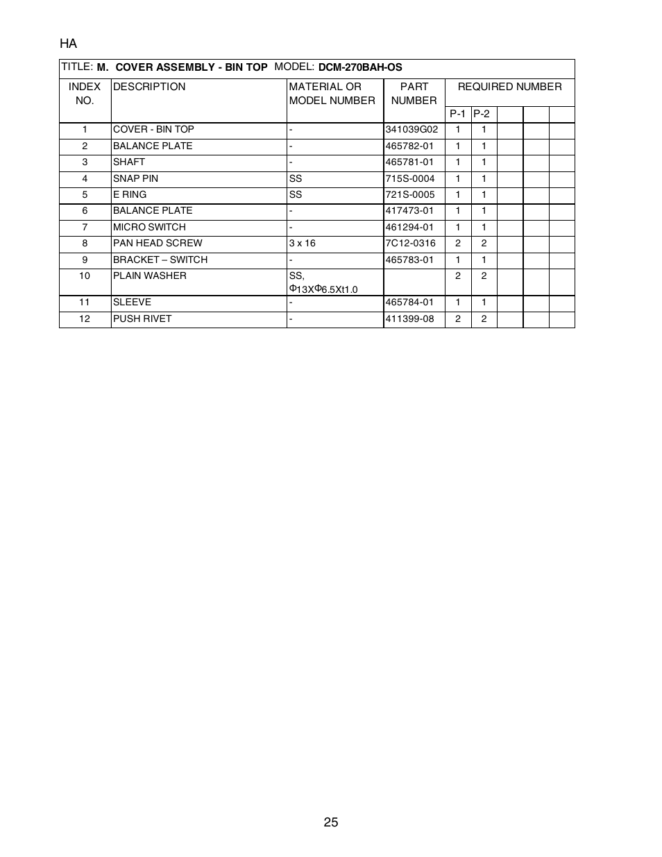 Ha 25 | Hoshizaki CUBELET DCM-270BAH-OS User Manual | Page 25 / 26