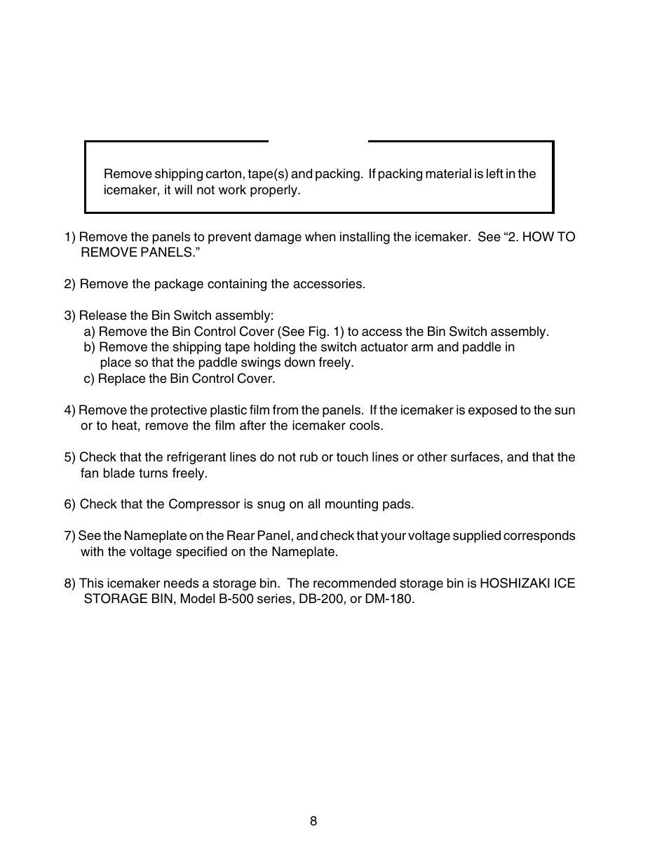 Hoshizaki MODULAR CRESCENT CUBER KML-450MAH User Manual | Page 8 / 22