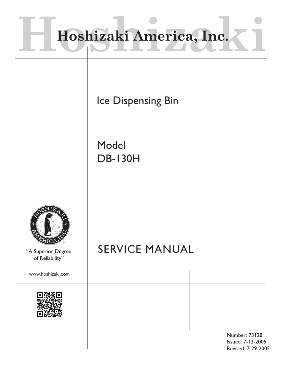 Hoshizaki DB-130H User Manual | 13 pages