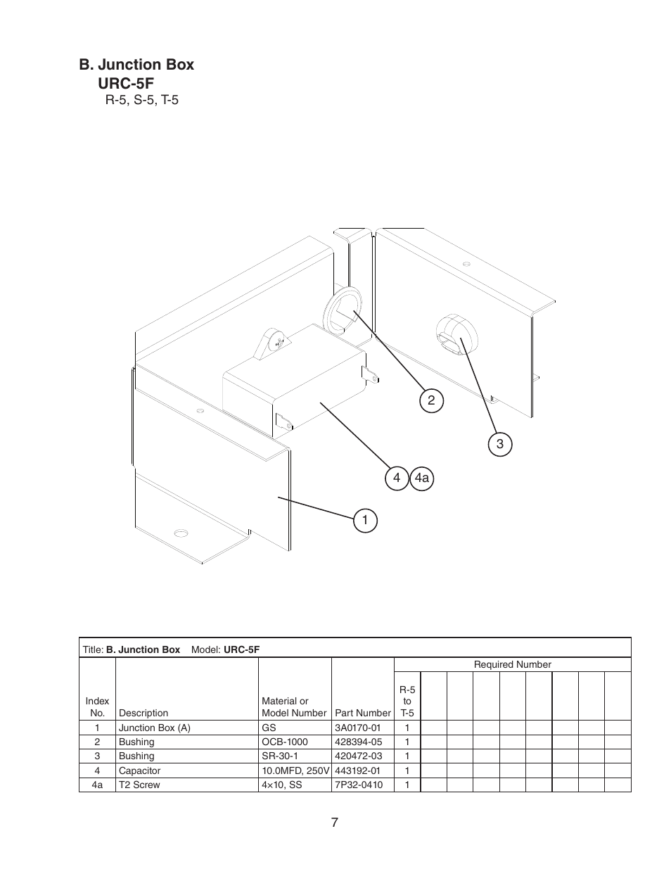 B. junction box, B. junction box urc-5f | Hoshizaki REMOTE CONDENSER UNIT URC-5F User Manual | Page 7 / 8