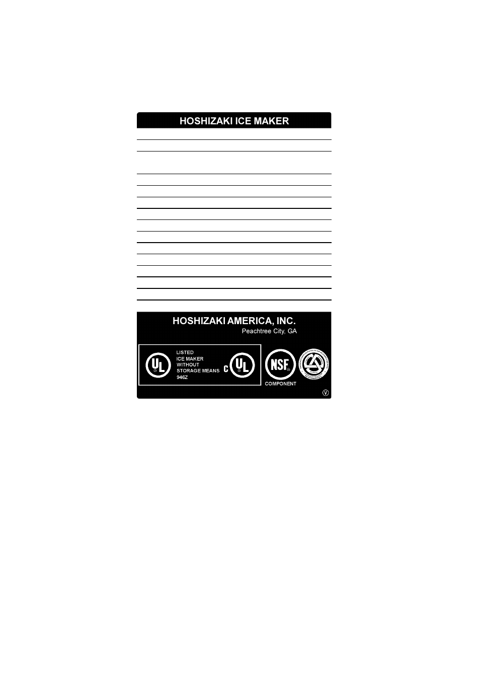 I. specifications 1. nameplate rating | Hoshizaki MODULAR CRESCENT CUBER KM-1300NRF User Manual | Page 4 / 23