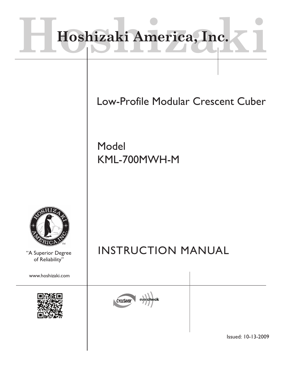 Hoshizaki KML-700MWH-M User Manual | 20 pages