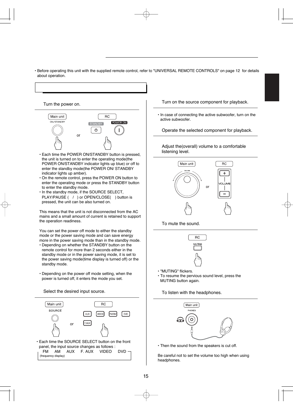 Basic operation | Hollywood VR-652 User Manual | Page 15 / 62