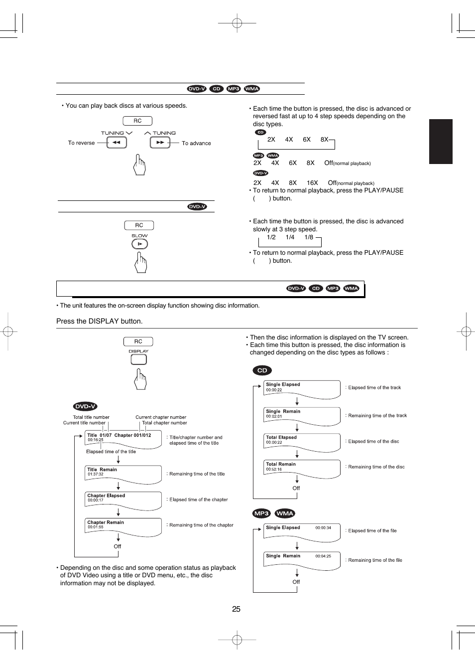 Displaying disc information during playback | Hollywood VR-652 User Manual | Page 25 / 62