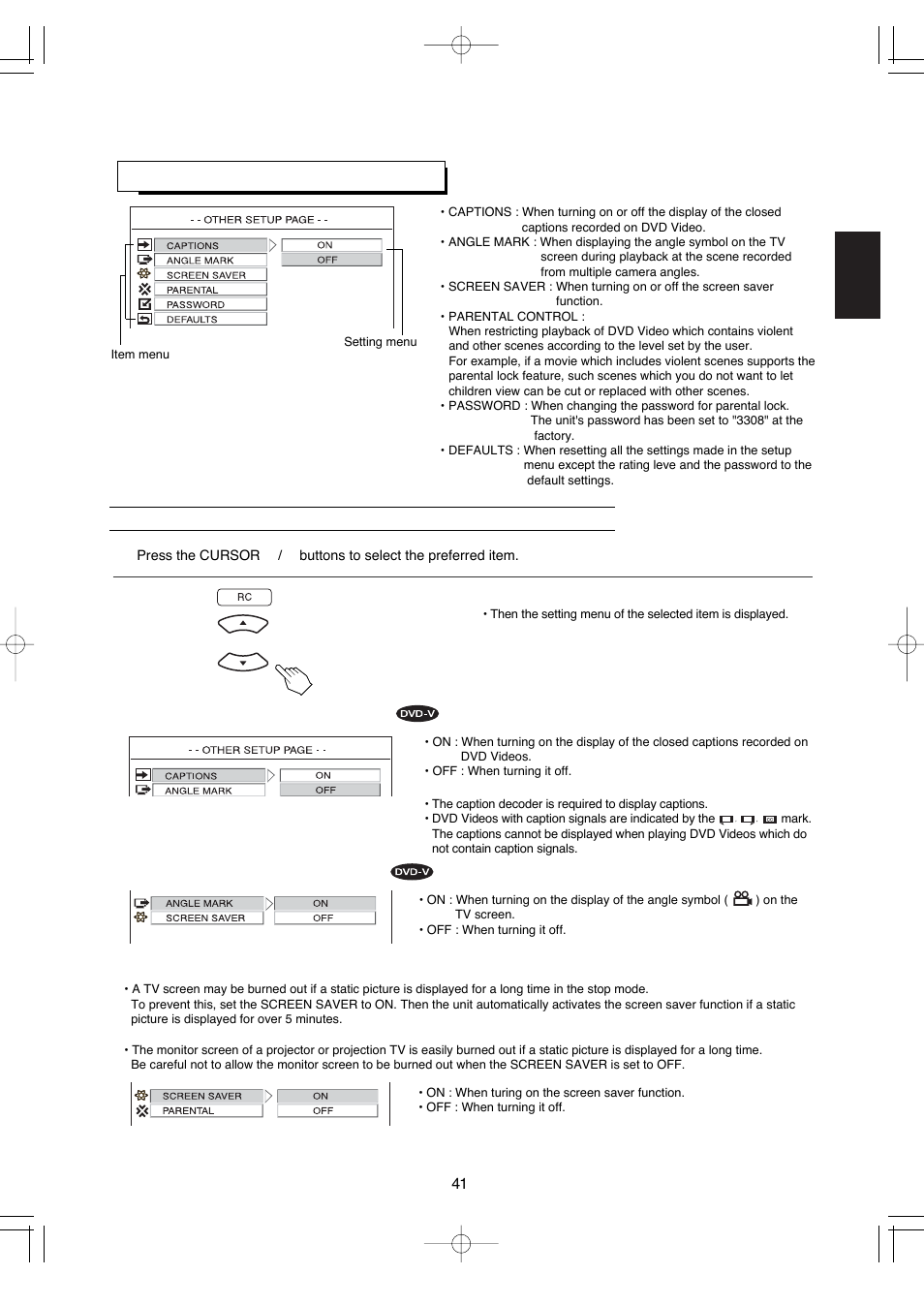 Setting the other setup | Hollywood VR-652 User Manual | Page 41 / 62