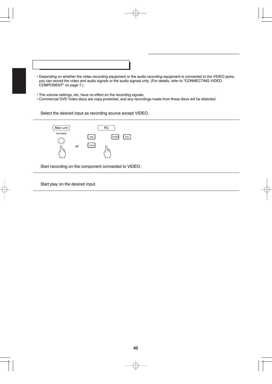 Operation of other functions | Hollywood VR-652 User Manual | Page 48 / 62