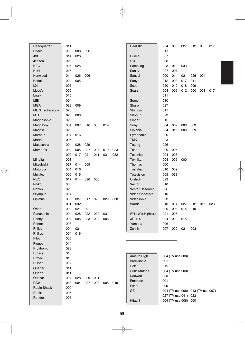 Vcr - tv/vcr, English 59 | Hollywood VR-652 User Manual | Page 59 / 62