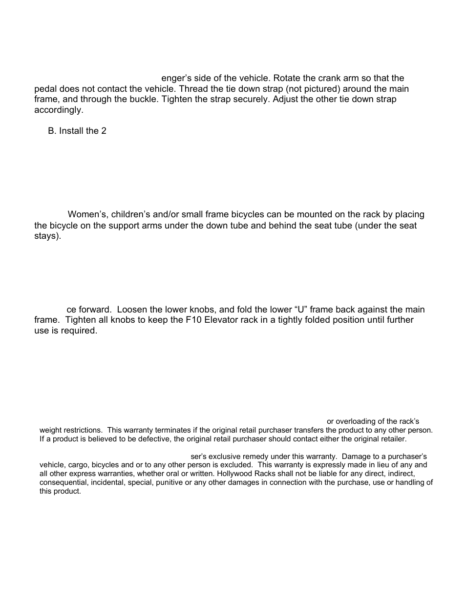 Hollywood Racks F10 Elevator User Manual | Page 3 / 3